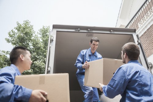 Office furniture and equipment prepared for a local commercial move