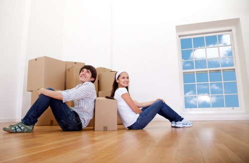 Retail or office items being moved safely through a mixed-use Finsbury Park property
