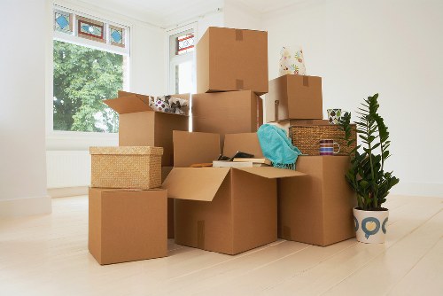 Packed student belongings ready for collection in North London