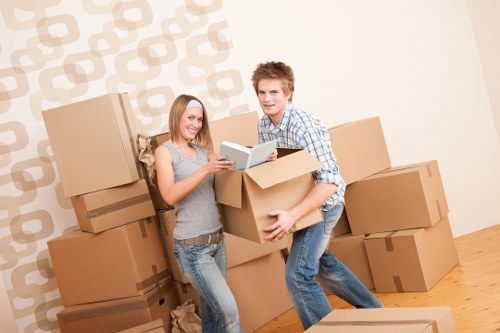 Packed boxes and furniture prepared for a local home removal