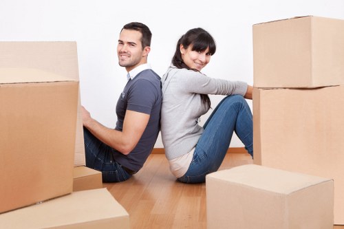 Boxes and furniture loaded for a student relocation
