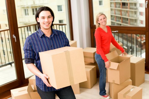 Furniture and IT items being organised for an office move